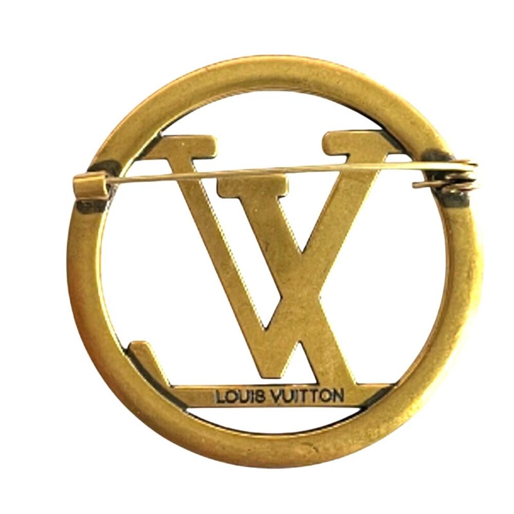Louis Vuitton Vintage Gold Circle LV Monogram Brooch (LVXX004) - Picture 4 of 6